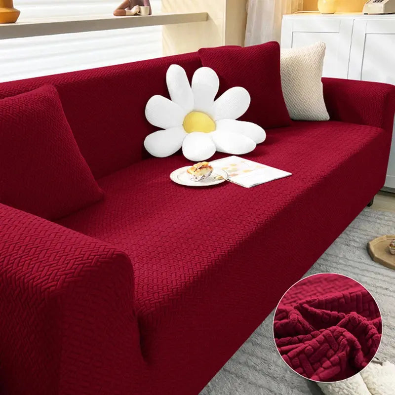 Couverture canapé rouge