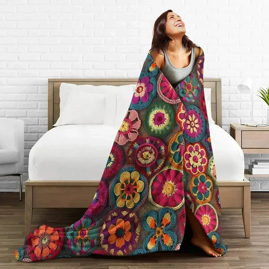 Couverture au crochet Coloré pour lit et canapé Ma boutique