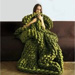 Hand-knitted chunky merino wool blanket - Vignette | Couvertures Cosy