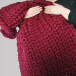 Hand-knitted chunky merino wool blanket - Vignette | Couvertures Cosy