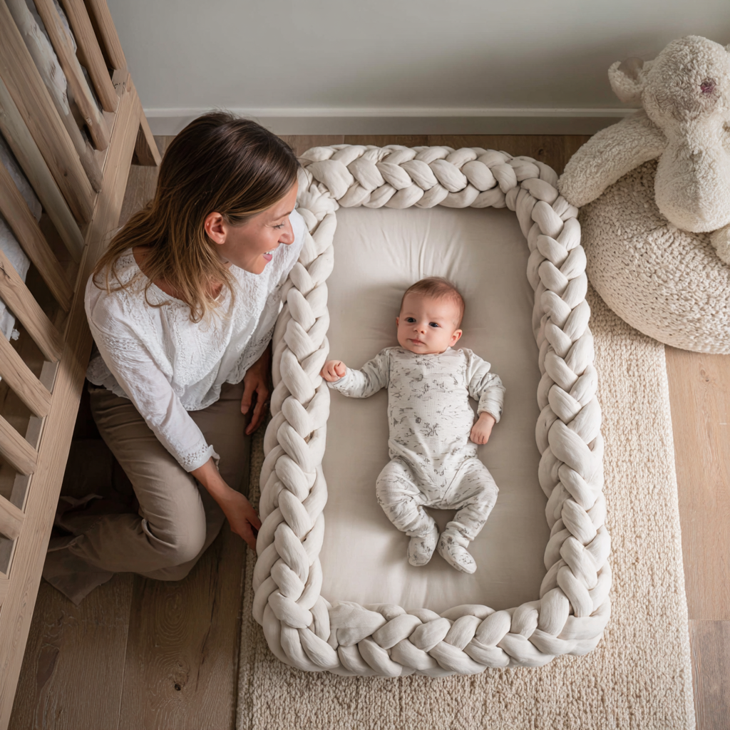 Tour de Lit de Bébé tressé Couvertures Cosy